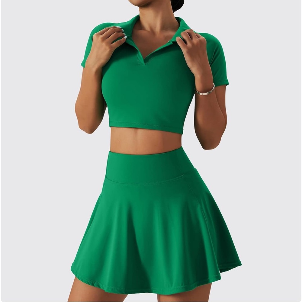 Women's Green 2 Piece Tennis Outfit